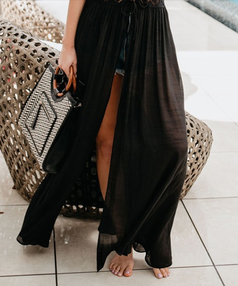 Пляжний халат довгий жіночий чорний Київ - фото 5