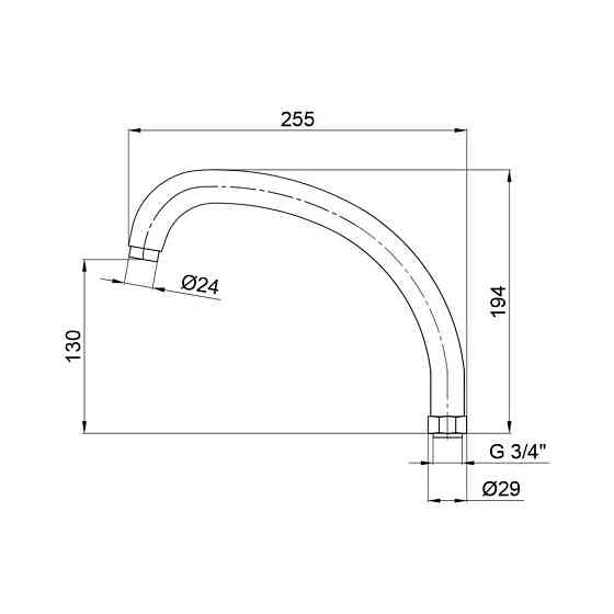 Вилив для змішувача Lidz Niagara 273 25 см LDNIA273CRM26200 Chrome Київ