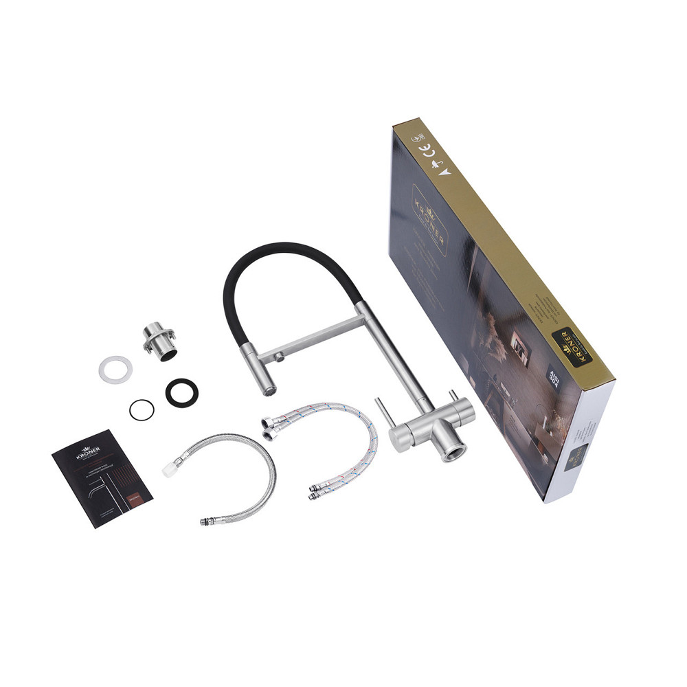 Змішувач для кухні з підключенням до фільтра Kroner KRP Edelstahl Klassisch - ESG03815BLK Київ - фото 10