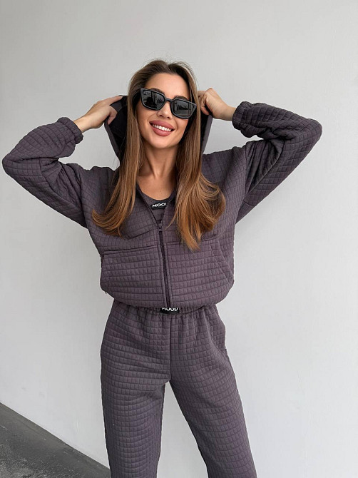 Женский прогулочный костюм тройка: кофта топ и штаны Капитон Фуме, 42/44 Одесса - изображение 1