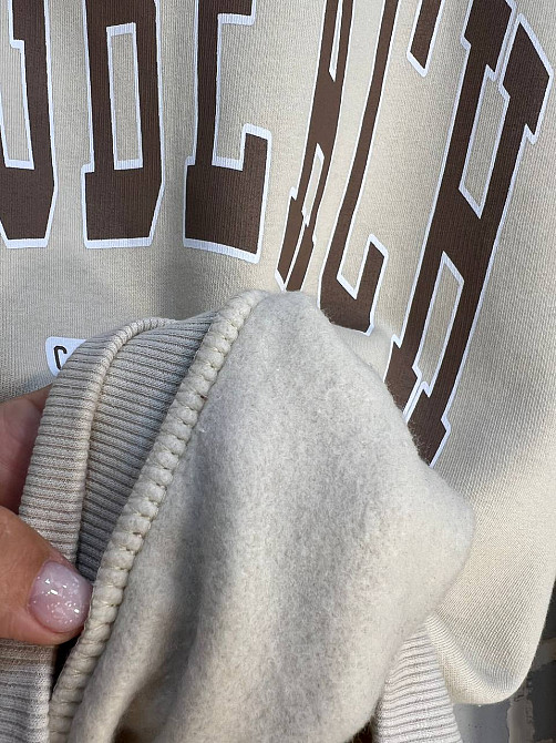 Костюм жіночий Quzen 388-488 подовжений світшот напис брюки палаццо широкі утеплений на флісі світло Одеса - фото 5