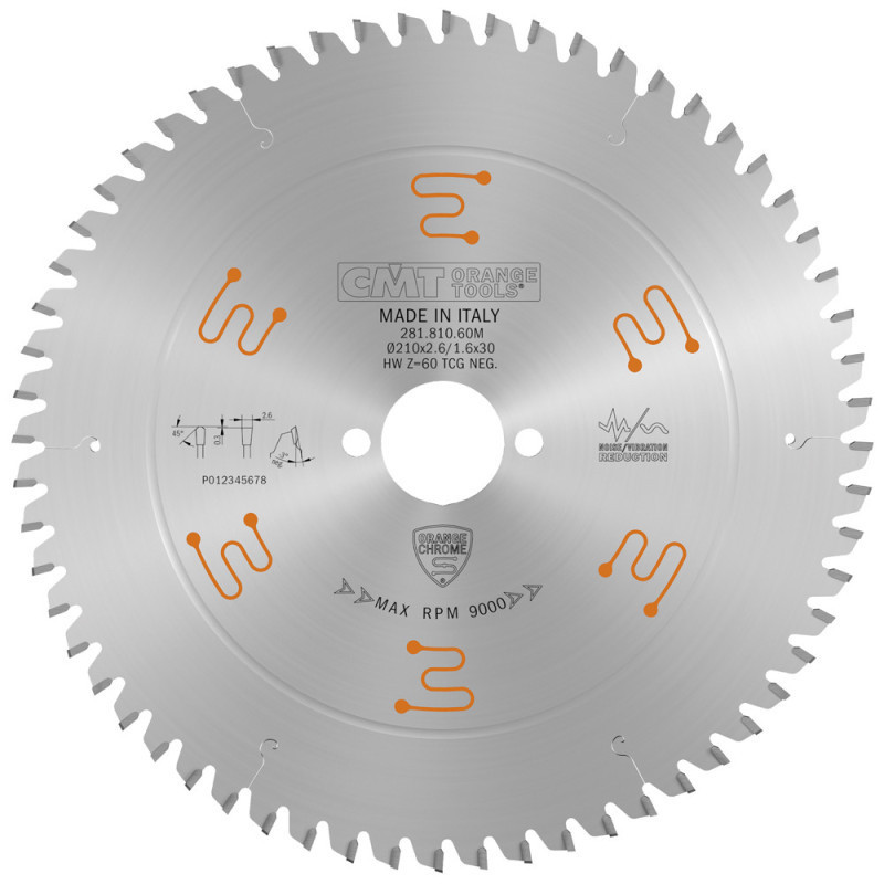 Пильний диск по HPL, ДСП та ламінату CMT 210x30x60z K2.6/1.6 -3° Neg. (281.810.60M) Одеса - фото 1