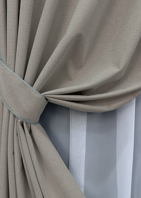 Комплект готовых штор VR-Textil Лен блэкаут № 1798ш Серый 150х260 см 2 шт (39-0071) Киев - изображение 5