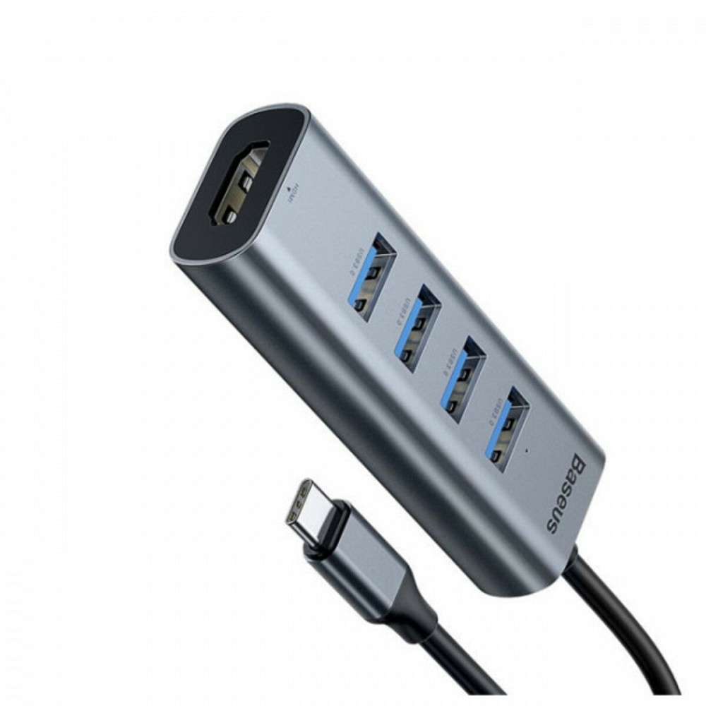 USB-Hub Baseus Enjoy series Type-C to USB3.0*4+HD4K HD intelligent HUB adapter Grey Київ - фото 2