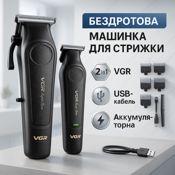 Мужской набор для стрижки волос аккумуляторный VGR, Триммер беспроводной, Машинка для стрижки от акб BZ-51 Львов