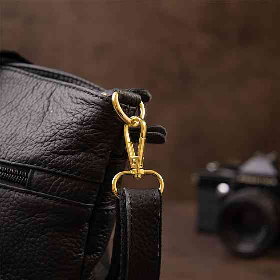 Женская компактная сумка из кожи Черная (Vintage) Киев