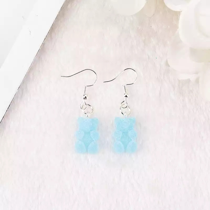 Сережки мишки голубые - размер мишки 1,7см, смола Киев - изображение 1