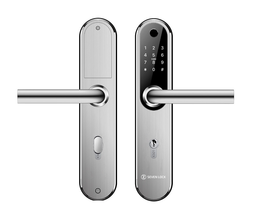 Умный дверной биометрический замок SEVEN LOCK SL-7768BF (85мм) silver Киев - изображение 12