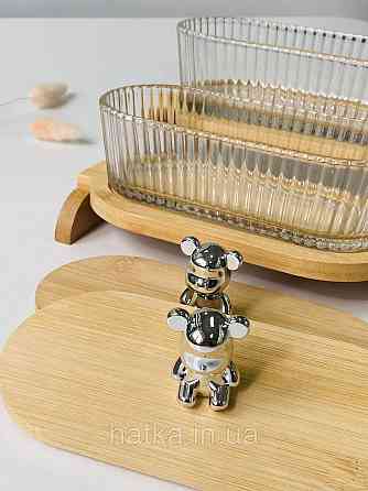 Набір для зберігання "Два ведмедя" скляна з бамбуковою кришкою та підставкою 350 мл Київ