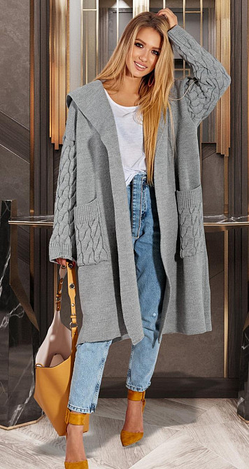 Теплий кардиган з капюшоном (42-46) Київ - фото 2