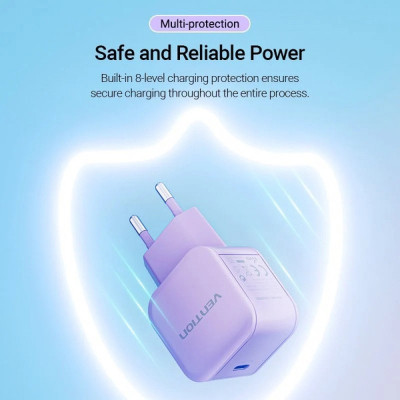 Зарядний пристрій Vention 1xUSB-C 20W PD3.0/QC3.0 Purple (FEJV0-EU) Вінниця - фото 2