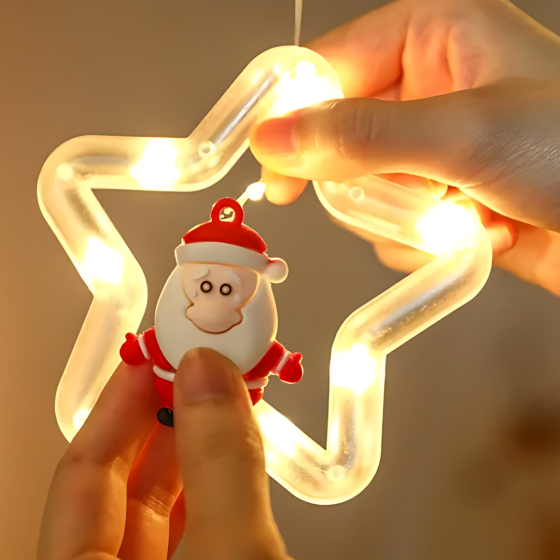 Светодиодная гирлянда штора звезды 3D Niki Light 3м занавес звезды с фигурками внутри теплый белый Киев