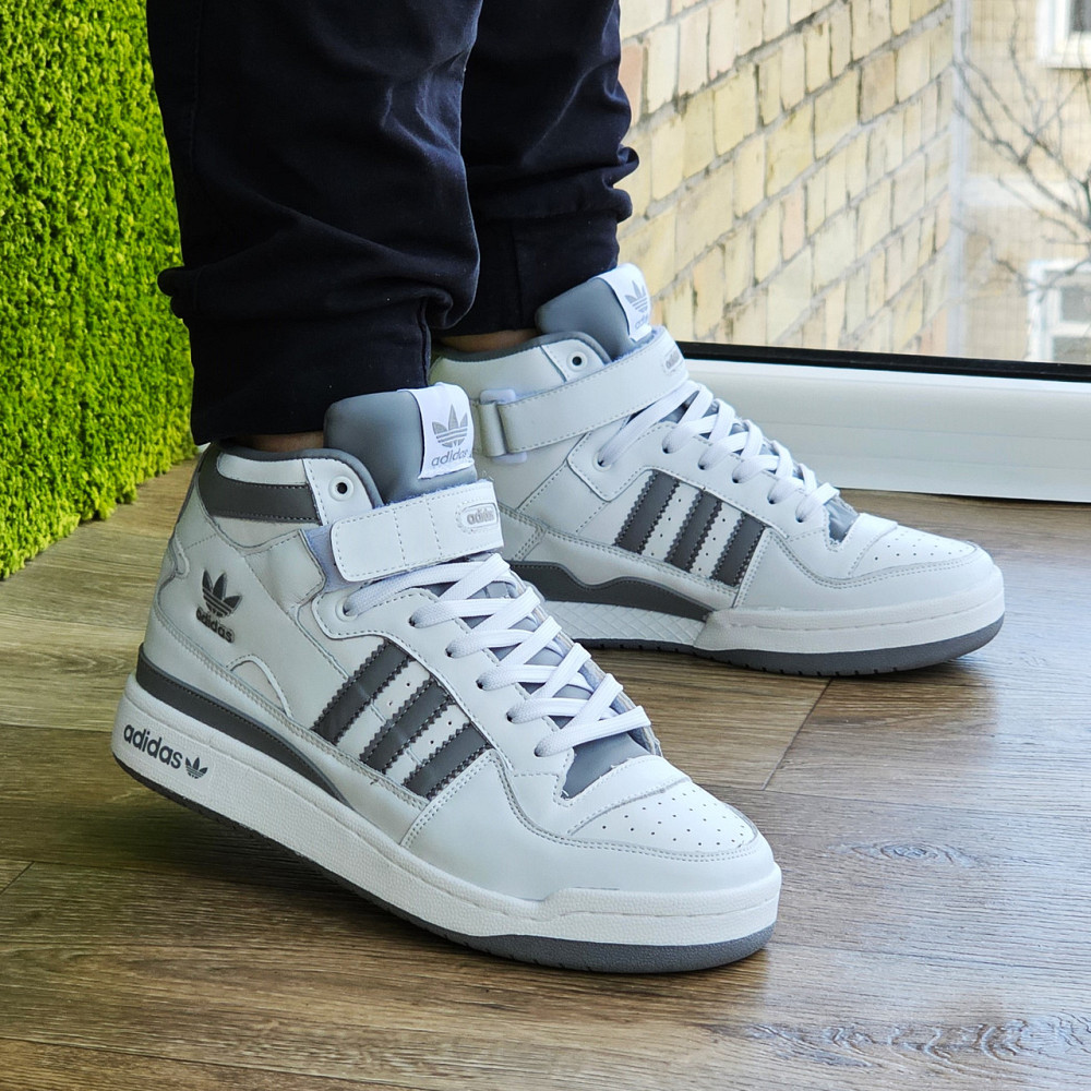 Високі Білі Кросівки Adidas Forum Шкіряні Чоловічі Черевики Адідас Форум (розміри: 41,42,43,45,46) Дніпро - фото 7