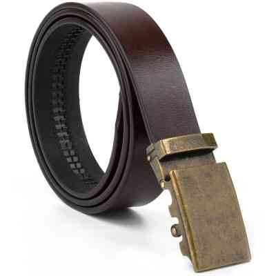 Ремень Vintage Мужской с латунной пряжкой автомат Коричневый (20264) Винница