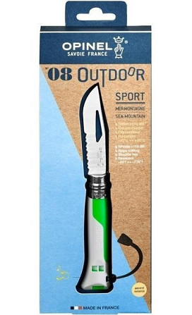 Складаний Ніж спеціального призначення + свисток Opinel No.8 "Outdoor Fluo" Green (002319) Нержавіюч Нововолинськ - фото 7