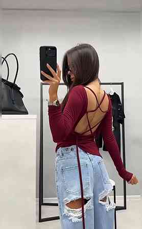 Женская стильная кофта с открытой спиной вискоза Бордо, 46/48 Одесса