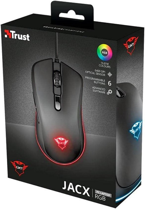 Ігрова миша Trust Gaming GXT 930 Jacx провідна, з RGB підсвіткою, 6400 DPI, 6 кнопок, чорна, геймерська 23575 Київ - фото 9