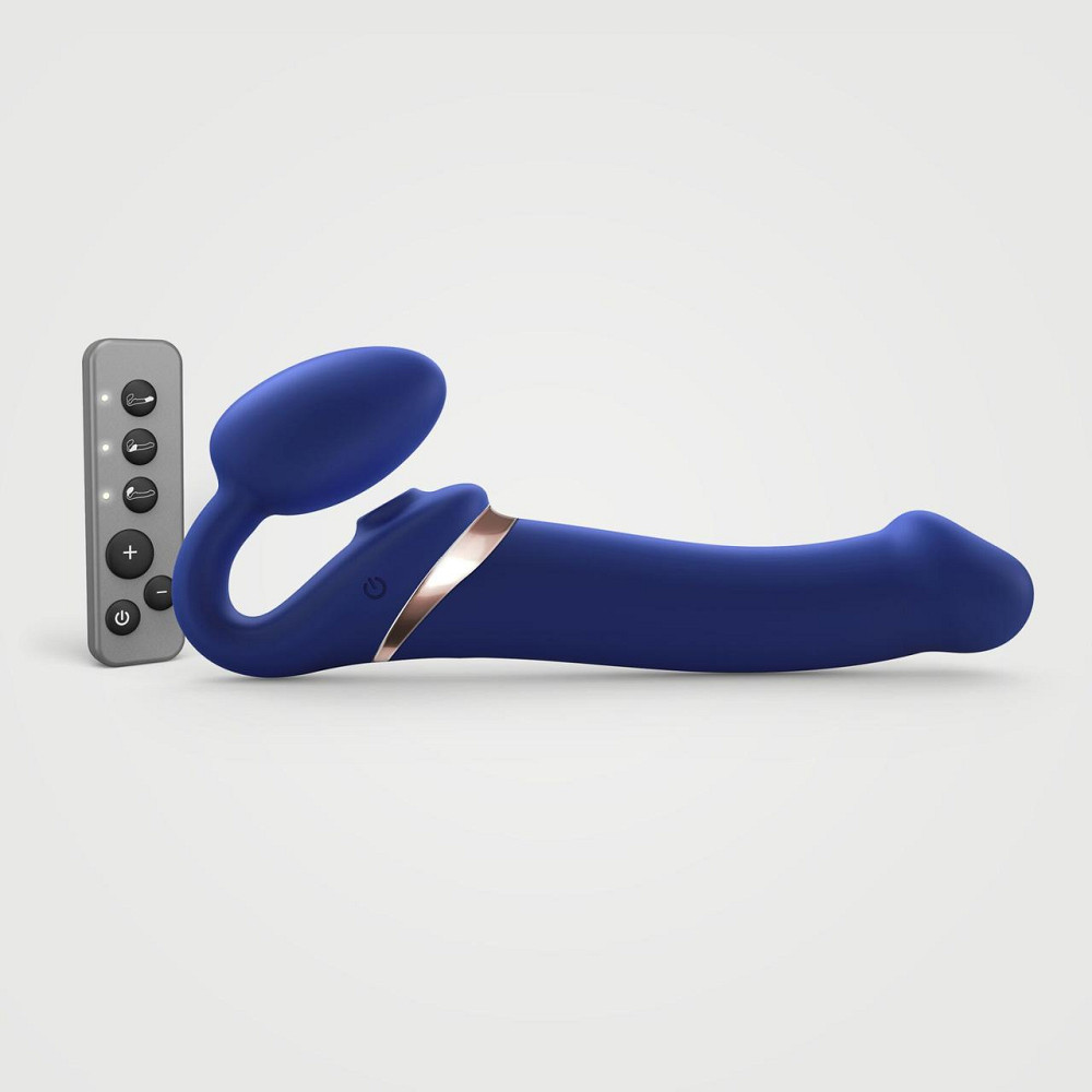 Безремневой вибрострапон с вакуумной стимуляцией Strap-On-Me MULTI ORGASM Blue L, регулируемый Sex Aura Киев - изображение 1