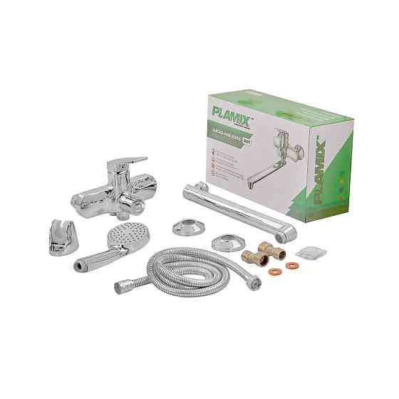 Смеситель для ванны Plamix Lucas-006 EURO SET хром с шлангом, лейкой и кронштейном (PM0710) Харьков