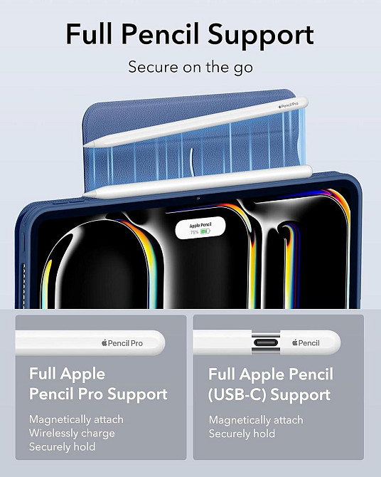 Чохол ESR для iPad Pro 11" з тримачем для стилусу, знімним магнітним чохлом, вертикальною підставкою, для планшету темно-синій Київ - фото 8