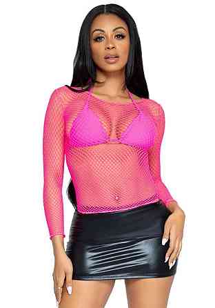 Сітчастий топ Leg Avenue Long Sleeves T-Shirts Neon Pink, One Size Sex Aura Київ