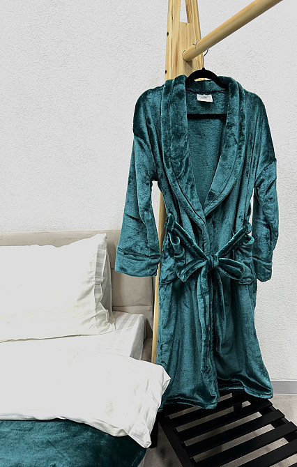 Халат Ecotton L-XL з мікрофібри ізумрудний well soft Atlantic Коломыя - изображение 3