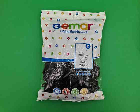 Повітряні кульки пастель чорні 12" (30 см) 100 шт Gemar (1 пач.) Харків