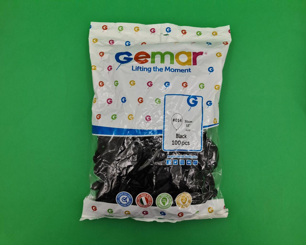 Повітряні кульки пастель чорні 12" (30 см) 100 шт Gemar (1 пач.) Харків - фото 1