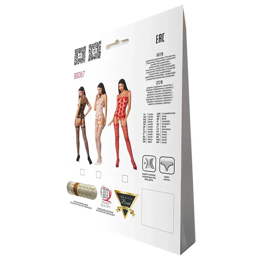 Бодістокінг Passion BS067 black, комбінезон, імітація панчох і топа на бретелях Львів - фото 8