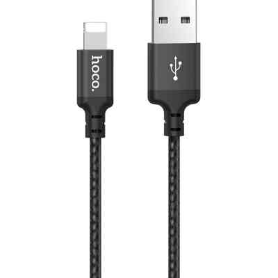 Дата кабель USB 2.0 AM to Lightning 1.0m 2A nylon X14 black HOCO (6957531062820) Вінниця