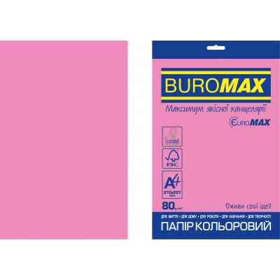 Бумага Buromax А4, 80g, NEON pink, 20sh, EUROMAX (BM.2721520E-10) Винница