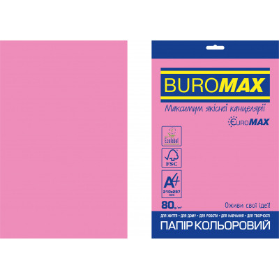 Папір Buromax А4, 80g, NEON pink, 20sh, EUROMAX (BM.2721520E-10) Вінниця - фото 1