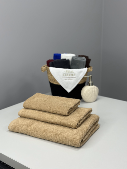 Рушник банний махровий Ideal Textile 70х140 см однотонний в кольорах 400 г/м2 (56860345) Бежевий, бе Чернівці - фото 4