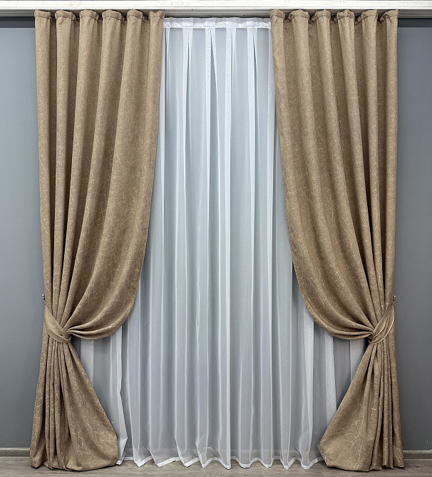 Комплект штор VR-Textil Жакард Viva Marmo № 1778ш Капучино 150х270 см 2 шт (33-0744) Київ - фото 2