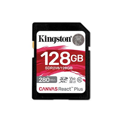 Картка пам'яті SDHC 128 GB UHS-II/U3 Class 10 Kingston Canvas React Plus V60 SD R280/W100MB/s (SDR2V6/128GB) Харьков - изображение 1