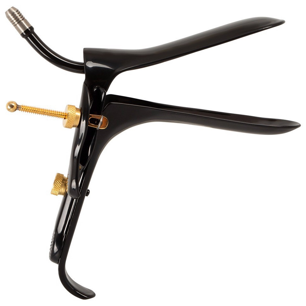 Вагинально-анальное зеркало Fetish Collection Speculum из нержавеющей стали, чёрно-золотое, 15 см Sex Aura Киев - изображение 1