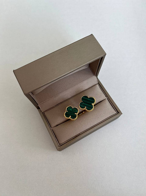 Van Cleef кольцо позолота 18 К / кольцо клевер двойное зеленое в золоте Одесса - изображение 2