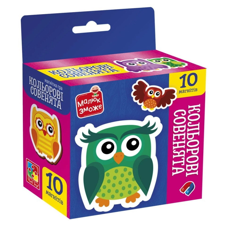 Дитячий набір магнітів "Кольорові совенята" VT3106-38, 10 магнітів Вінниця - фото 1