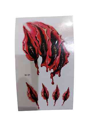 Наклейки тату на Хелловін 10 на 6 см червоний Київ