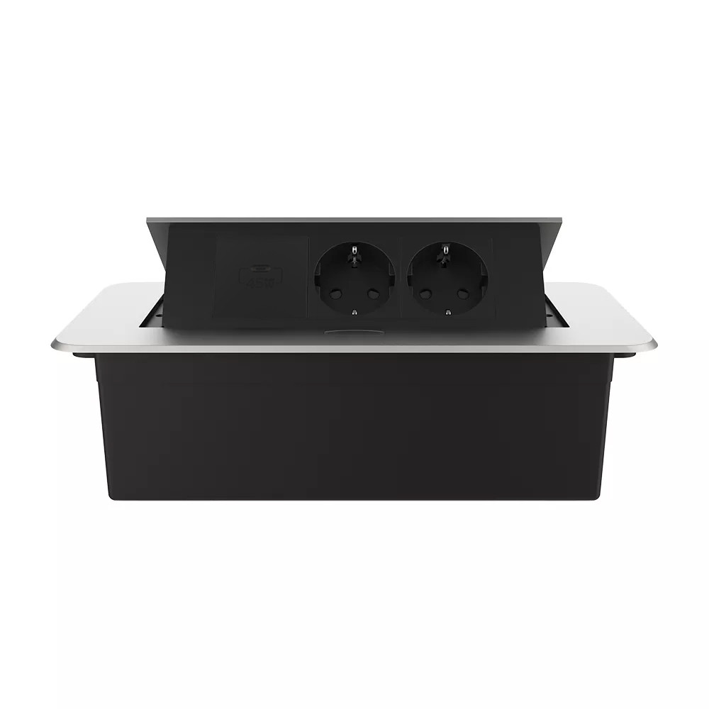 LIVOLO Меблева розетка потрійна LIVOLO срібна, вбудована у стільницю, з USB Type-C 45 Вт, висув Коломия - фото 9