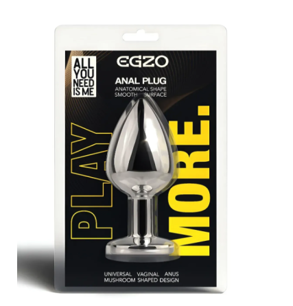 Анальна пробка із кристалом EGZO - Silver Round Plug Rainbow size S Sex Aura Київ