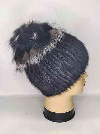 Шапка хутряна жіноча із чорнобуркою квіточка Роза Чорний Харків