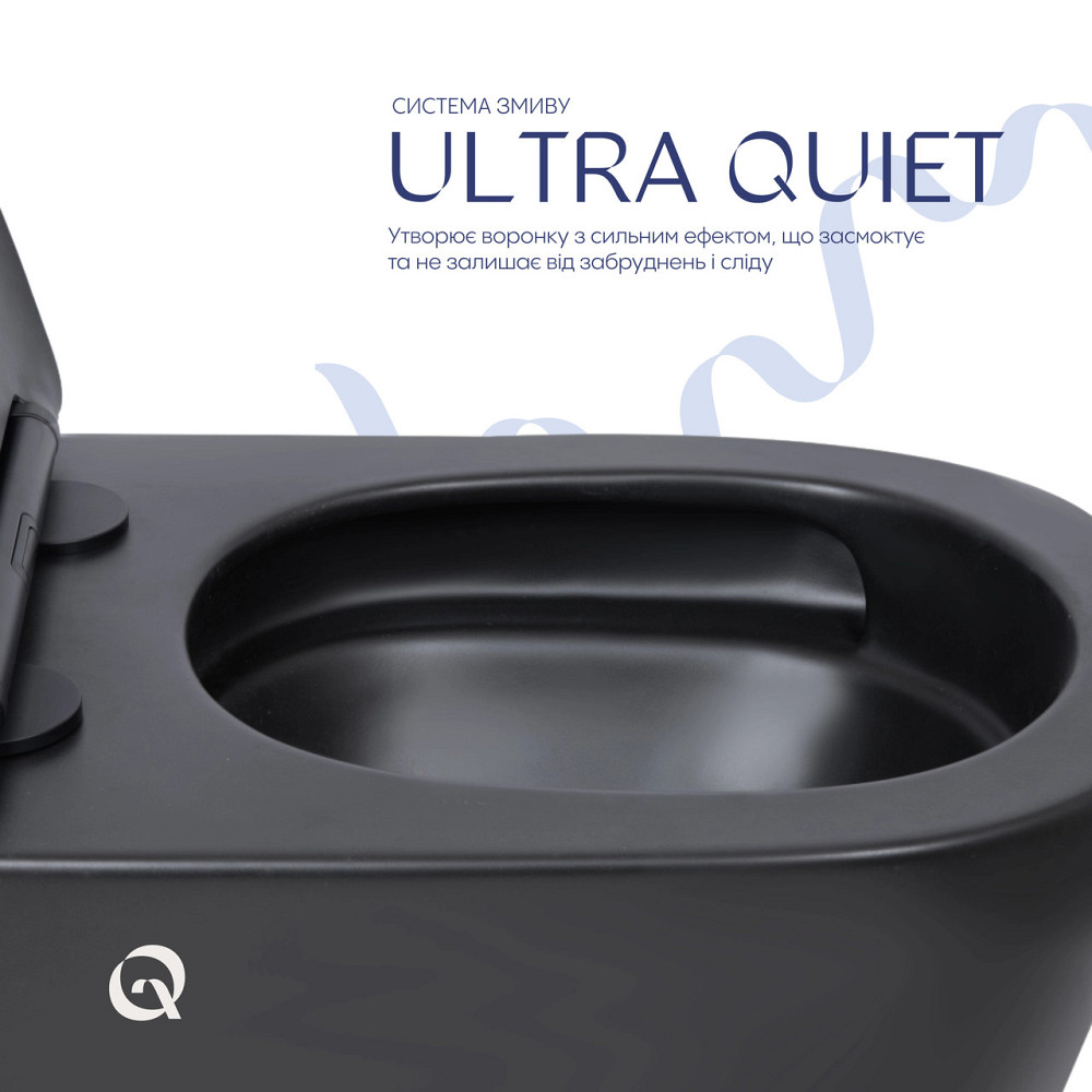 Унитаз подвесной Qtap Scorpio Ultra Quiet с сиденьем с сиденьем Soft-Close MATT BLACK QT14332380AMB Киев - изображение 5
