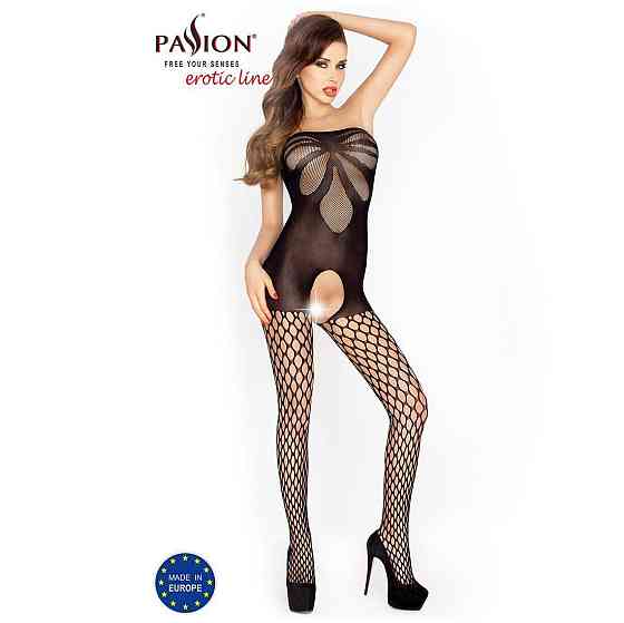 Бодистокинг Passion BS021 black, комбинезон, мелкая сеточка по телу, крупная сетка на ногах Sex Aura Киев