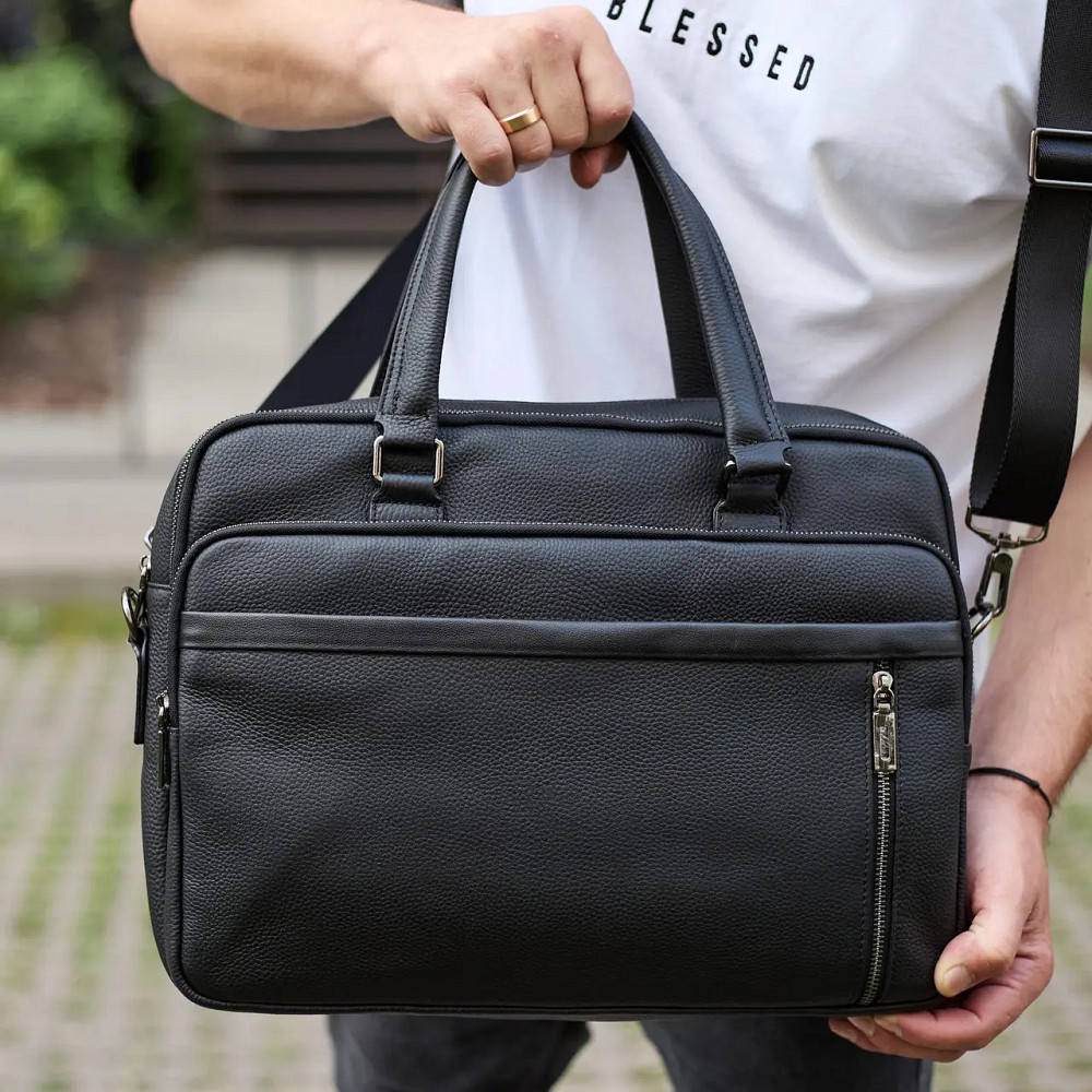 Деловая мужская кожаная сумка портфель для ноутбука и документов Горизонтальная кожаная мужская сумка портфель Киев - изображение 2