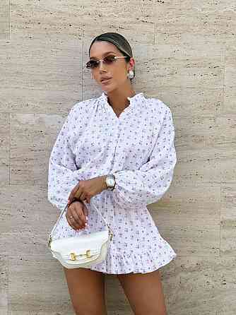 Женское легкое платье-комбинезон с принтом натуральный муслин 42/44, Белый 2 Одесса