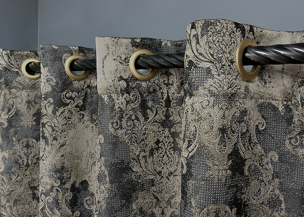 Комплект штор на люверсах VR-Textil Льон Преміум № 1694ш Чорний з бежевим 150х280 см 2 шт (37-0246) Київ - фото 6