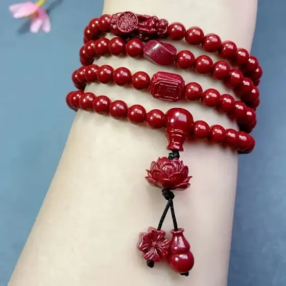 Киноварные четки 108 бусин — буддийский талисман гармонии и защиты Киев