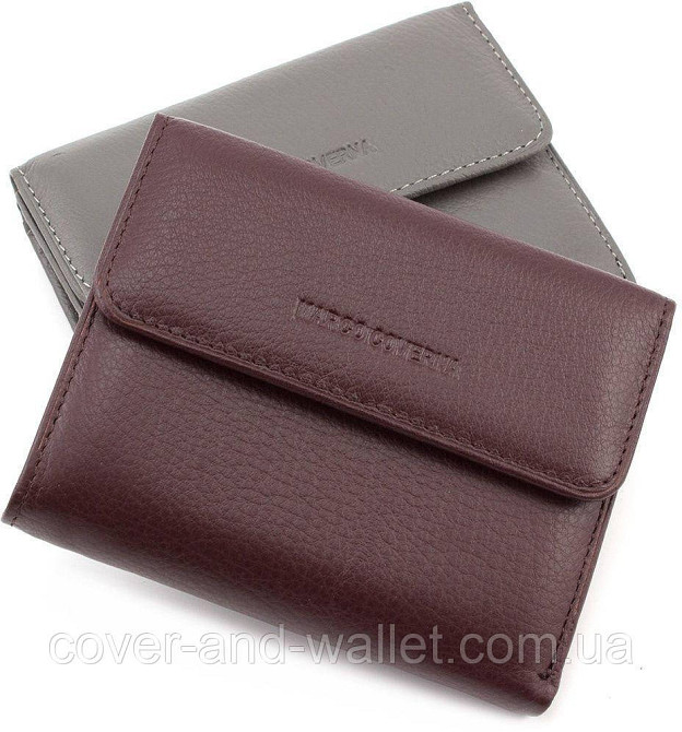 Компактный кожаный женский кошелек на магнитах коричневого цвета Marco Coverna MC-2047A Киев - изображение 1