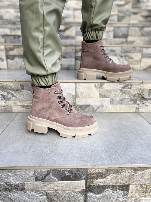 Черевики жіночі M.KRAFT пудра замша натуральна высота 13см размер 37-39 (4293) Коломыя - изображение 3